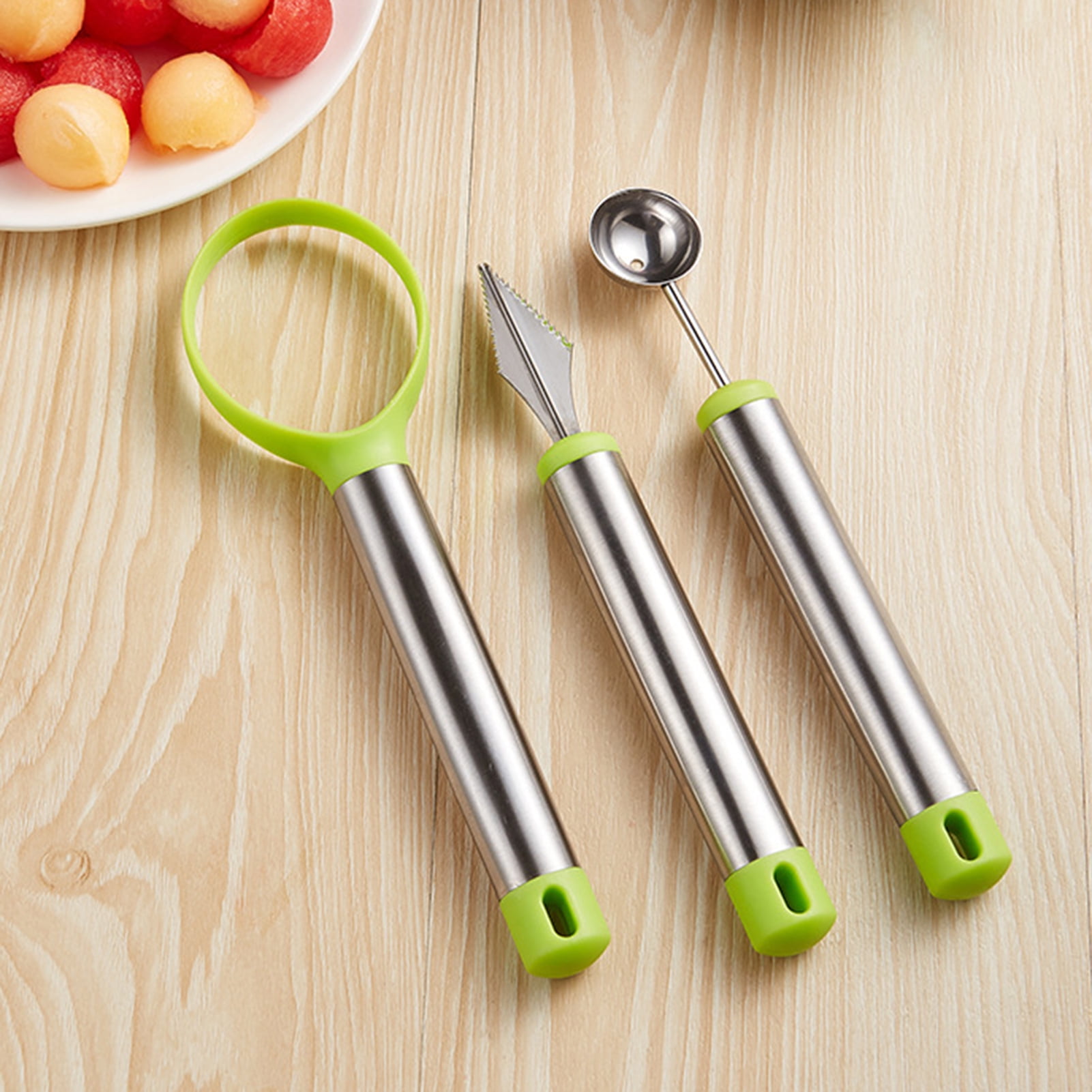 Ucheom Melon Baller Scoop Set, 4 In 1 Stainless Steel Fruit Carving Tools  Set, Fruit Scooper Seed Remover Watermelon Knife, Dig Pulp Separator Fruit