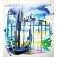 thumbnail image 3 of Landscape Duvet Cover Sets, View Boat in Venice Italy Landmark Seascape Scenic Watercolor Paint, Bedding Set 2 Duvet Covers & 4 Pillowcases, 2 Pack Queen Size, Blue Purple Green, by Ambesonne, 3 of 7