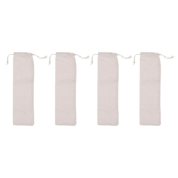 4 unids de acero inoxidable Paja de bebida Llevar cajas Bolsas de almacenamiento (Beige)