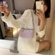 thumbnail image 2 of Bolso de mano suave de PU para mujer, bolso de hombro para axilas con cadena pura para mujer (púrpura) Tmvgtek Oficina Multiescena Multifunción, 2 of 9