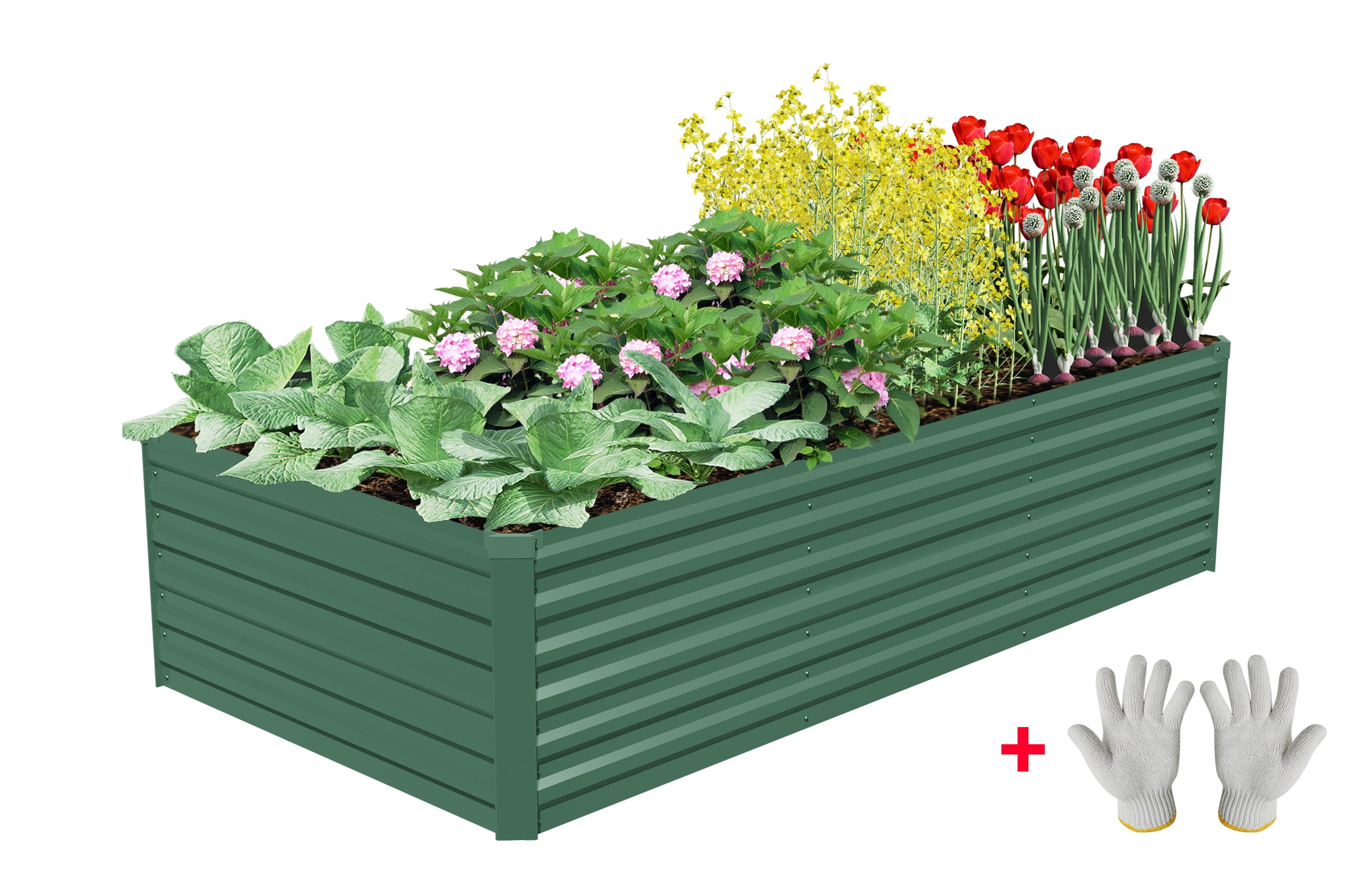Galvanized Steel Raised Garden Bed 8x4x2 ft Outdoor for Vegetables Flowers Herb, Large Heavy