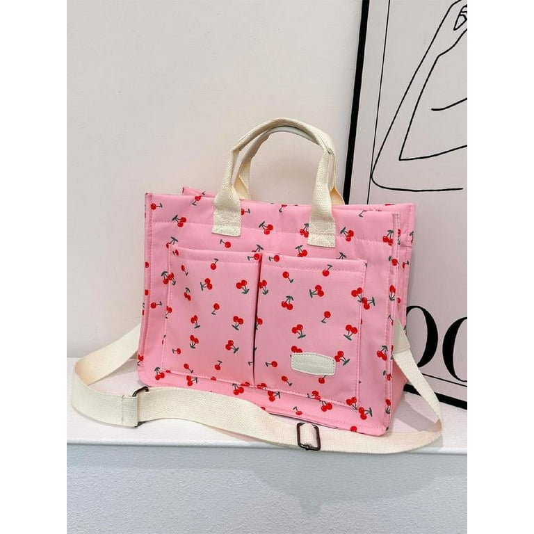 Summer Everything Tote Bag for Women Plain Cherry Pattern Work Bag Makeup Bag Everyday Bag Trendy Versatile Work Tote Bag Girl Large Beach Bags Gift Fall Outfits Fall Freshness Walmart
