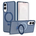thumbnail image 1 of Asuwish Phone Case for Samsung Galaxy S25 Edge 5G Tempered Glass Screen Protector Magnetic Folding Stand Frosted Translucent Rugged Shockproof Protective Cell Cover S25Edge 6.66 2025 Women Men Blue, 1 of 7