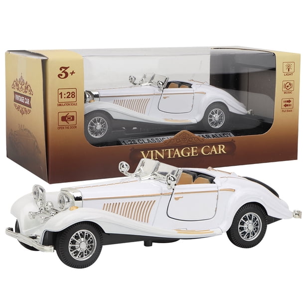 Coche de juguete vintage Nikou aleación con luz y sonido blanco