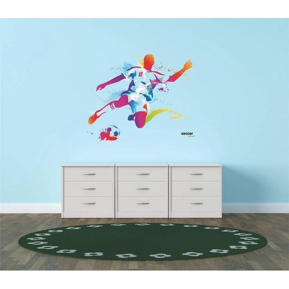 Wall Design Pieces Soccer Player Kicking Ball Sports Team Girl Boy National Hall Of Fame 20 X20" -