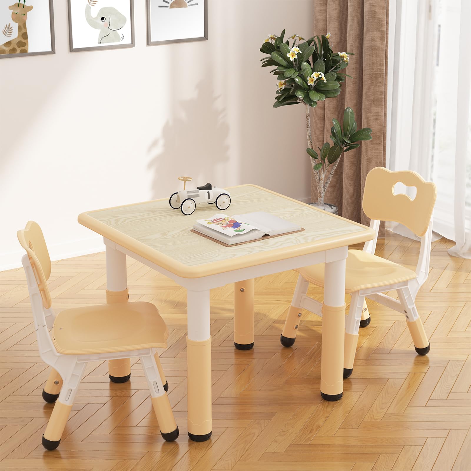Tropow Toddler Table and 2 Chairs Set, Brown photo 3