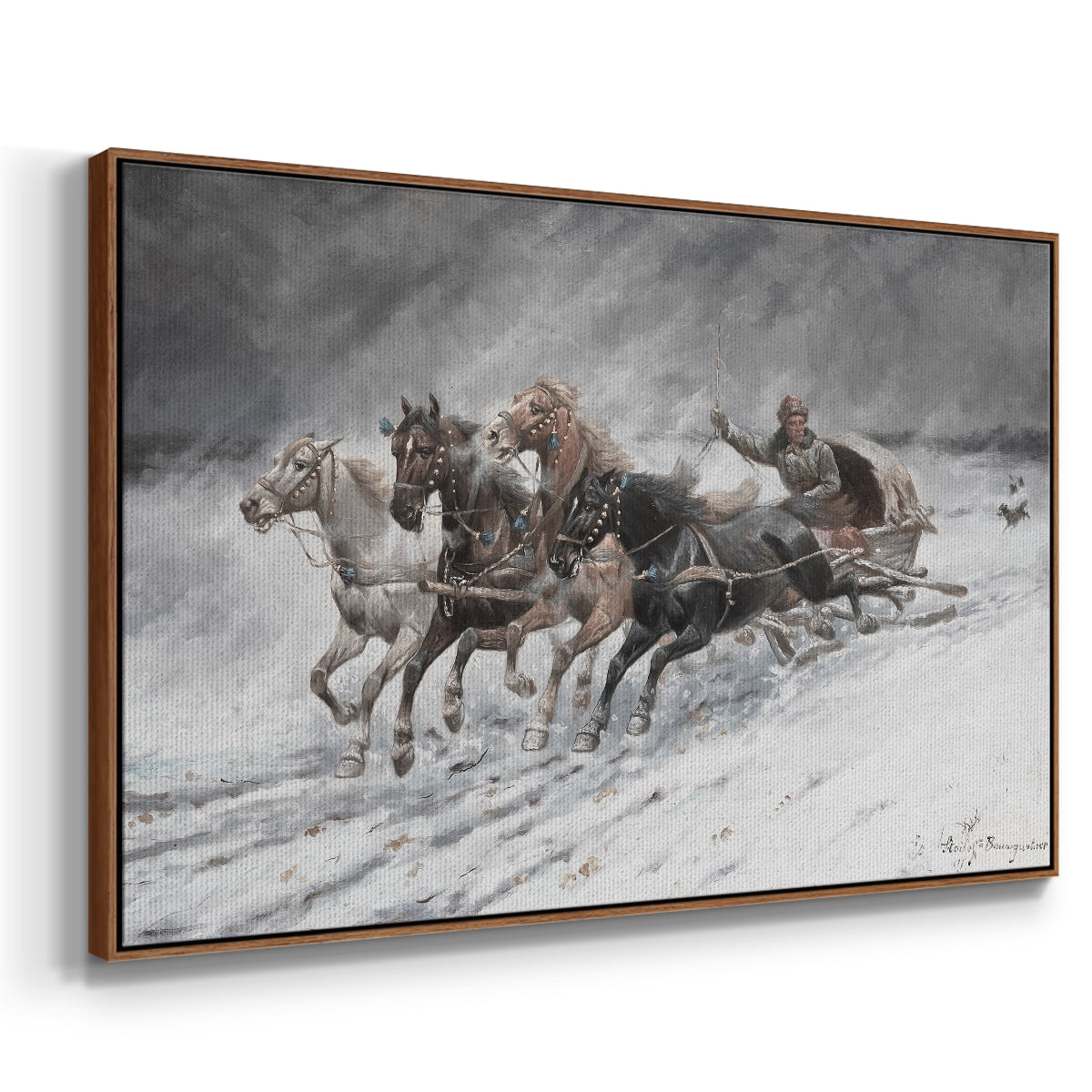 Vintage Animal Print-XXVI By Wexford Home Framed in Walnut Wood Gallery Wrapped Canvas 17 in. x 25 in.