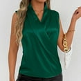 thumbnail image 2 of WREESH Women Elegant Satin Wrap V Neck Sleeveless Blouse Ruched Front Cowl Neck Tank Top, 2 of 7