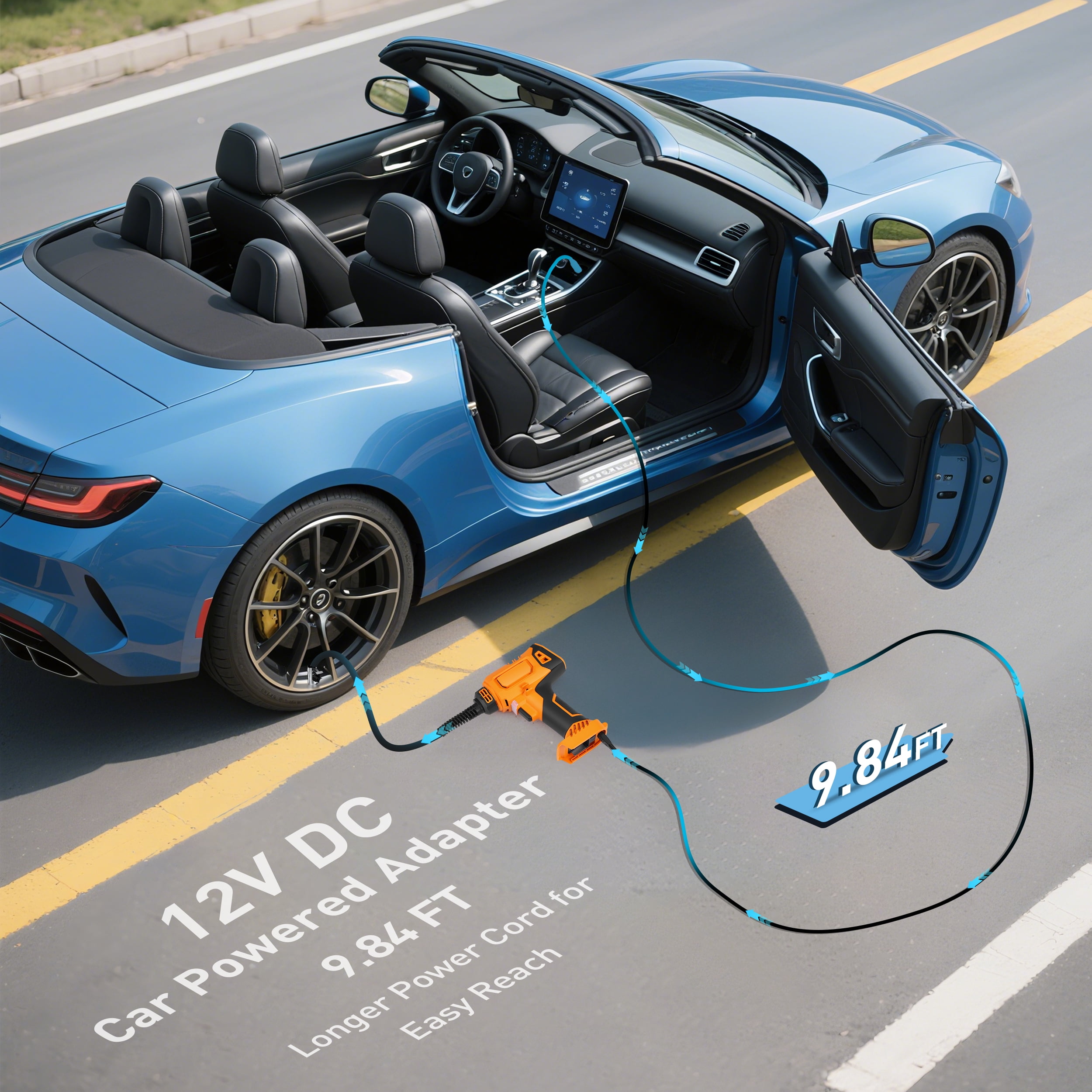 RELOIVE Tire Inflator Portable Air Compressor - 150 Psi Air Pump For Car Tires with Digital Pressure Gauge, LED Light and Auto Shut-Off Function - Cordless Pump for Car, Motorcycle, Bicycle, Balls