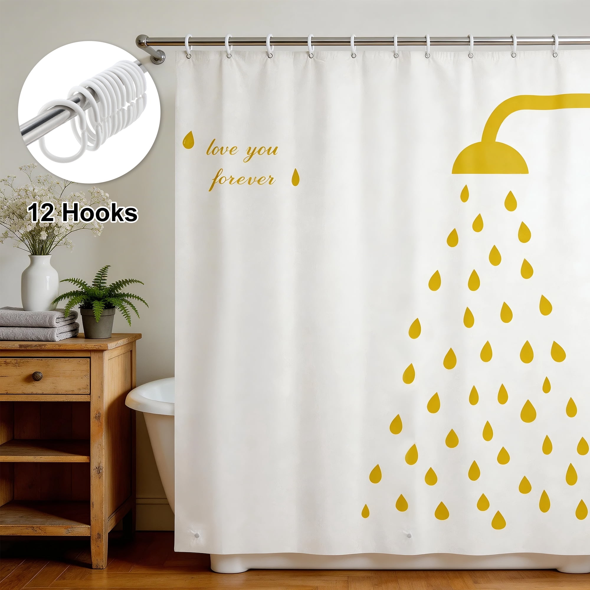 Unique Bargains Durable Waterproof Pattern Design Shower Curtain 70.87x70.87