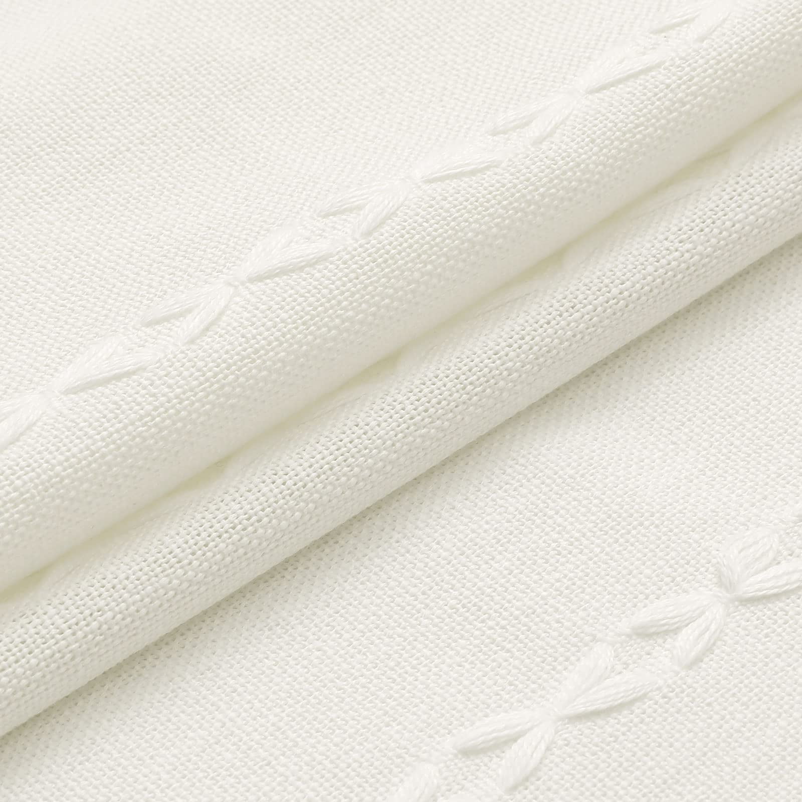 Small Stall Fabric Shower Curtain 36 x 72, White Half Size Narrow Cotton Linen Tassel Cloth Shower Curtains for Chic Modern Farmhouse Country Bathroom Decor