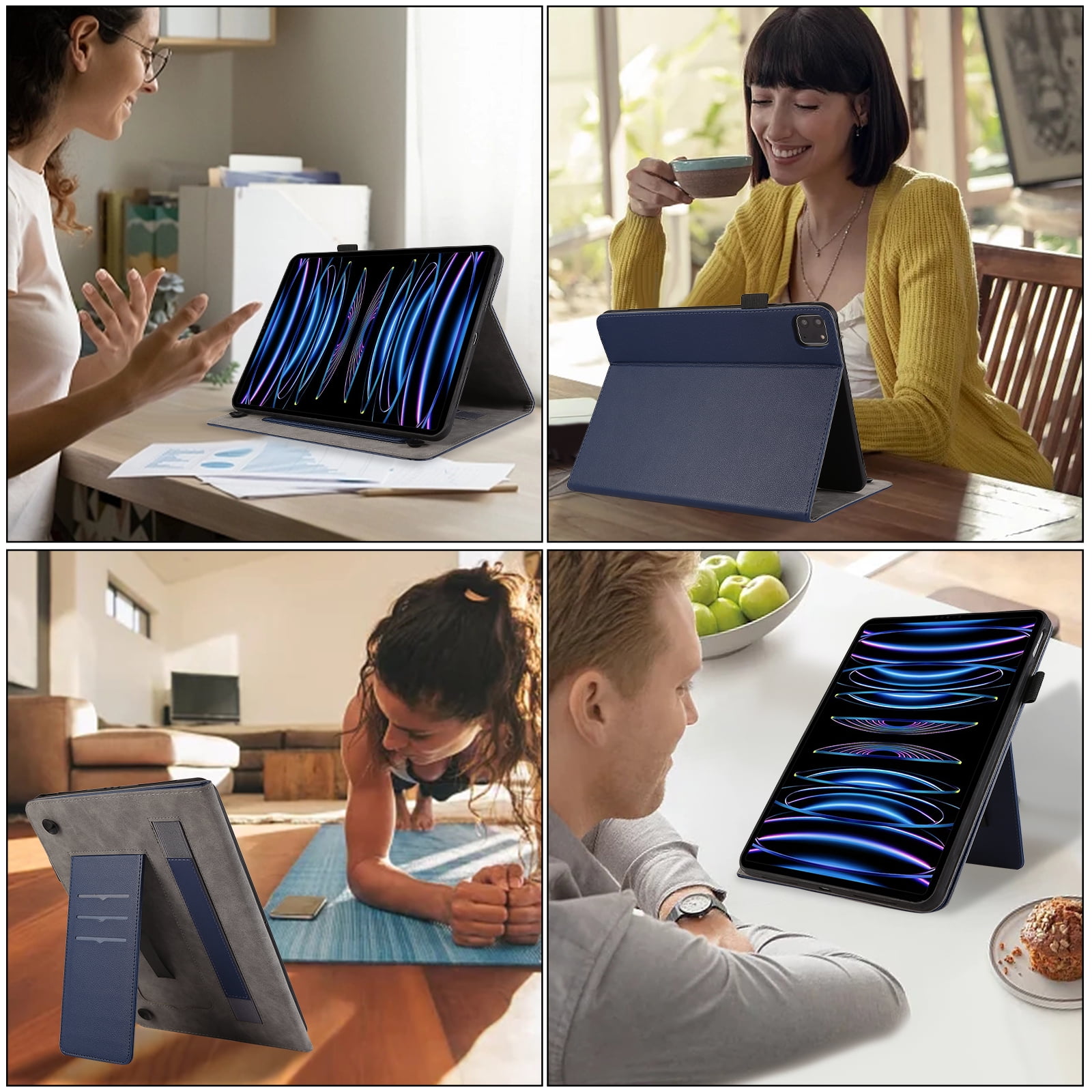 Allytechgroup Premium iPad Air 11 Case 2024 - Protective Business Type Flip Cover with Vertical Stand & Pencil Holder for Apple iPad Air 11 inch 2024, Blue