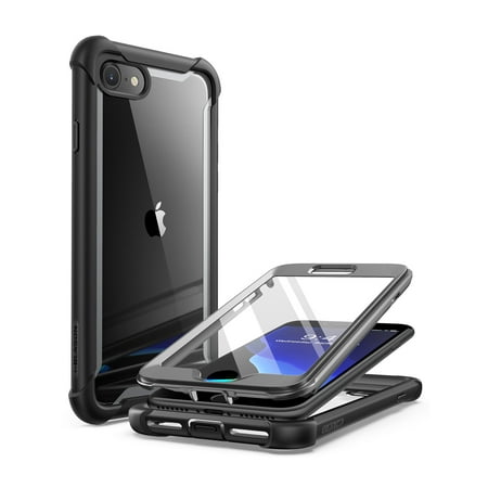 i-Blason Ares Clear Series Designed for iPhone SE 2020 Case, iPhone 7 Case, iPhone 8 Case, [Built-in Screen Protector] Full-Body Rugged Clear Bumper Case (Black)