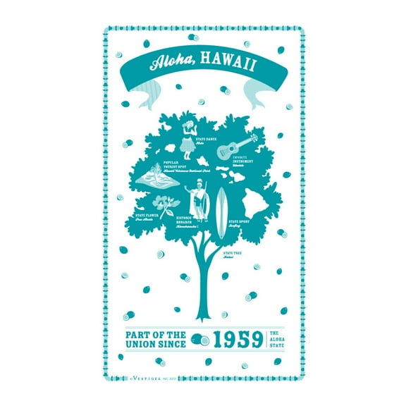 Vestiges Hawaii State Souvenir Tea Towel 21.5" x 32" Eco-Friendly