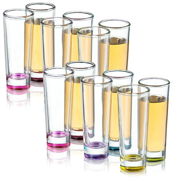 Colored Shot Glass For Party Bar Vibrant Colors 2 oz Set of 12