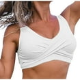 thumbnail image 2 of Gaecuw Push up Bikini Tops for Women Summer Criss Cross Front Bathing Suit Tops Solid Color Swimsuit Tops Padded Swimwear Tops V-Neck Resortwear Strappy Vacation White M, 2 of 6