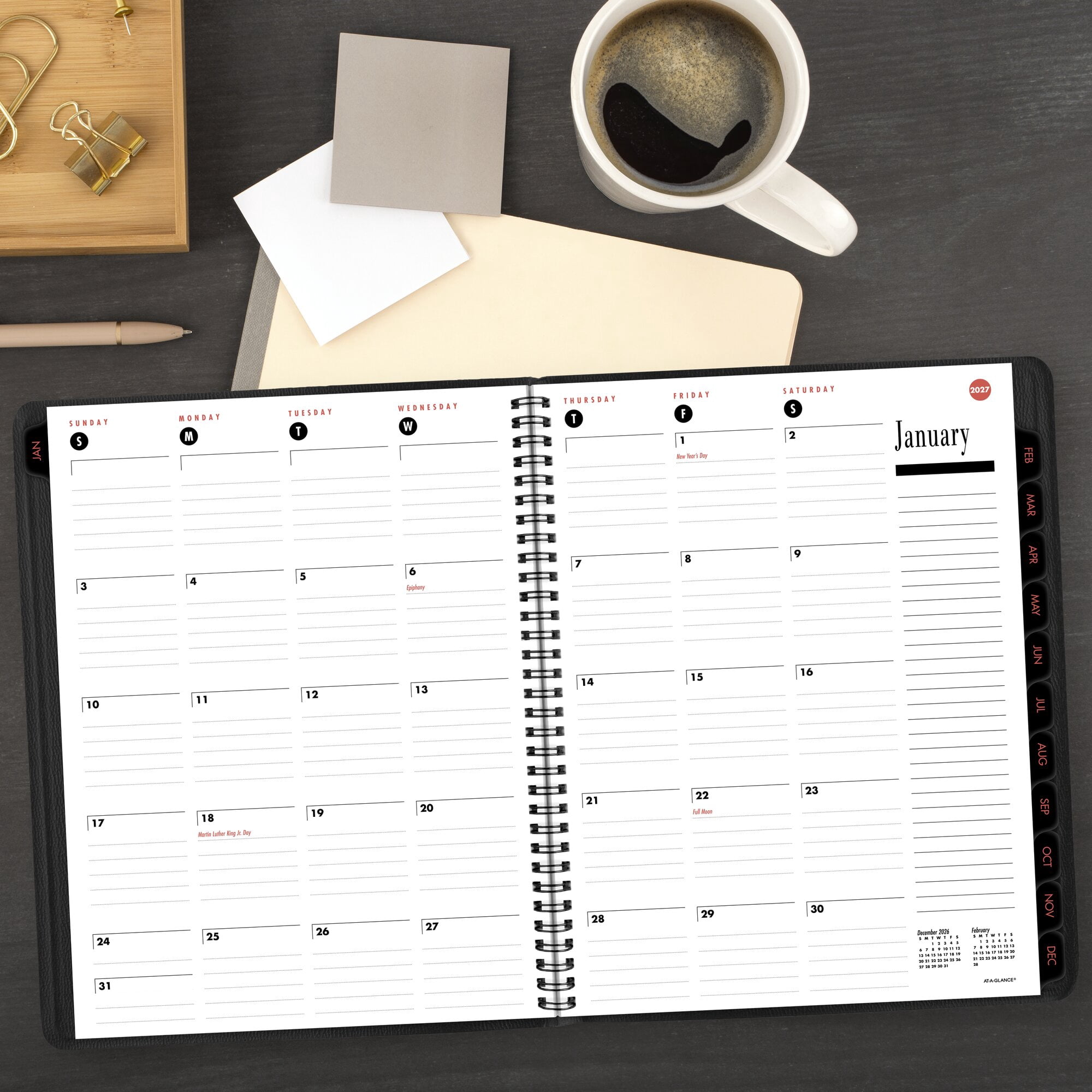AT-A-GLANCE 800 Range 2027 Weekly Monthly Planner Large Black 8 14 x 11 - Weekly