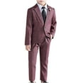 thumbnail image 6 of HAOTAGS Boys 4 - piece Suit Set, Solid Casual Long - sleeved Round Neck Top Classic Blazer Pants Set Red 2-3 Years, 6 of 6