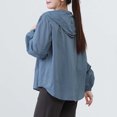thumbnail image 5 of Puntoco Women's Lightweight Hooded Windbreaker Jacket, Long Sleeve Zip-Up Casual Outerwear, Breathable Solid Color Coat with Pockets Sky Blue-H XL, 5 of 7