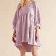 thumbnail image 1 of Vestido extragrande con manga farol corte holgado colcha para mujer Vestido corto traje de calle, 1 of 6