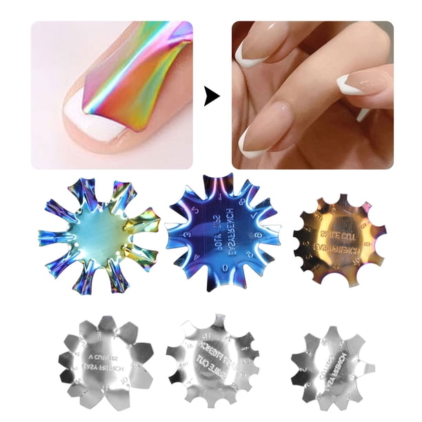 Recortador De Bordes Para Decoración De Uñas, Herramienta De Plantilla De Uñas A Prueba De Herrumbre De 6 Piezas, Para Manicuristas DIY Nail Art De Acero Inoxidable