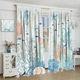 thumbnail image 4 of Coastal Sea Animals Curtain,Watercolor Colorful Nautical Sea Horse Shells Coral Tropical Fish Seaworld Rod Pocket Window Treatment Curtains for Home Decor Living Room 21x54in,2 Panel Set, 4 of 6
