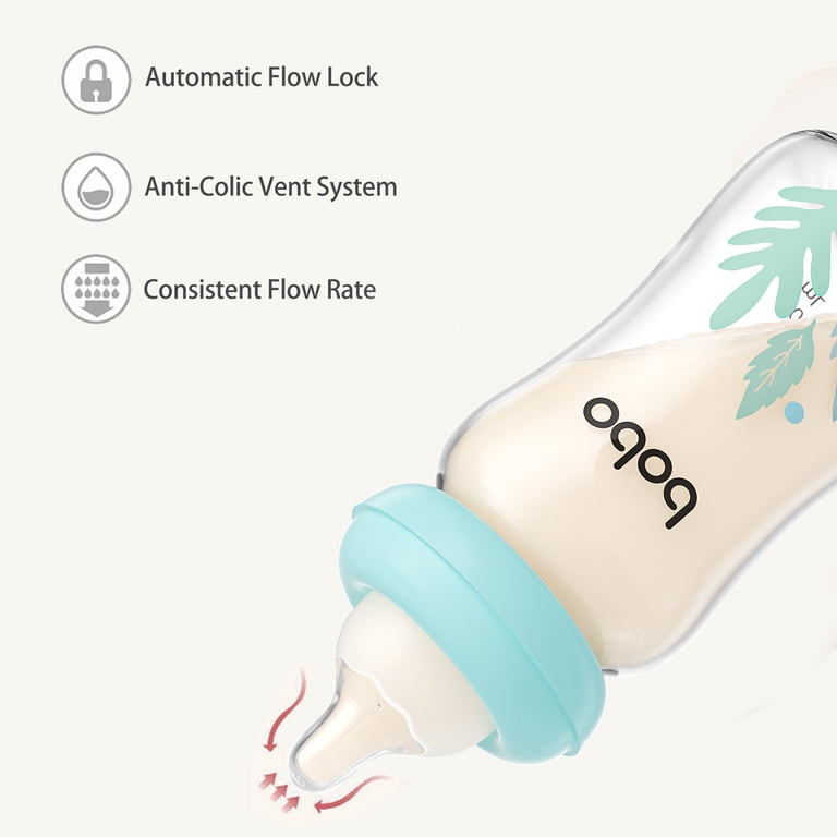 YOHKOH Anti-Colic Glass Baby Bottles, 5.4oz, Slow Flow, 4-Pack photo 8