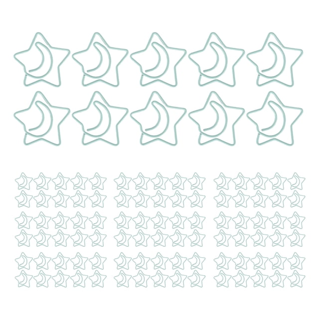 100 clips de papel de estrella y luna, resistentes al deslizamiento, lindos clips de papel portátiles para uso diario en la oficina