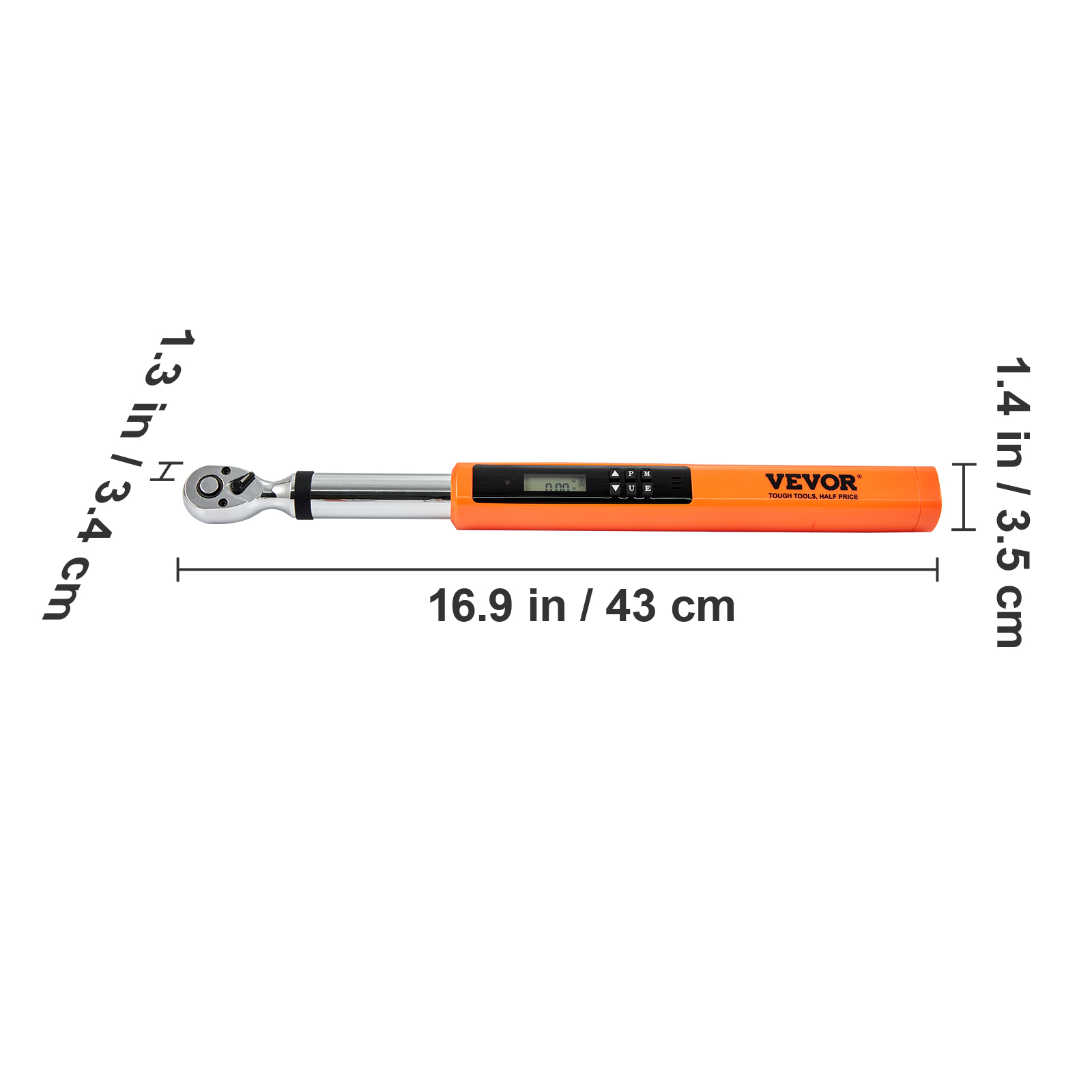 VEVOR Digital Torque Wrench, 3.7-37ft.lb/5-50n.m 3/8" Drive Electronic Torque Wrench, Torque Wrench Kit Torque Range Accurate to ±2%, 3-Mode Adjustable Torque Wrench Set with LED Buzzer Calibration