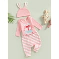 thumbnail image 2 of Inevnen My First Easter Baby Girl Boy Outfits 3PCS Infant Romper Bunny Pants Hat Clothes Set, 2 of 8