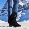 thumbnail image 4 of Pandaie Womens Snow Boots Winter Warm Lace up Boot Western Platform Cowboy Boot Non Slip Outdoor Mid Calf Hiking Booties Motorcycle Biker Shoes Black 7.5, 4 of 6