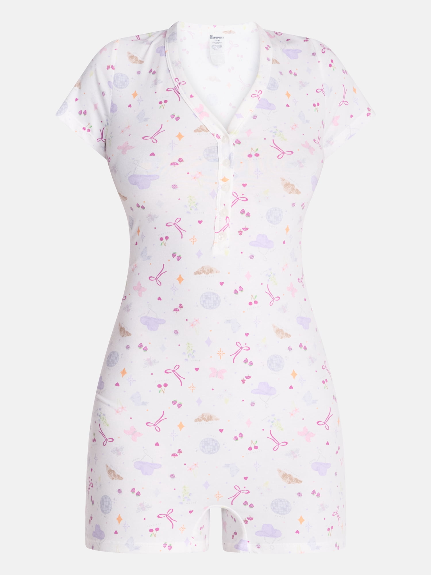 No Boundaries Cloud Core Sleepwear Romper, Women's XXS-3X