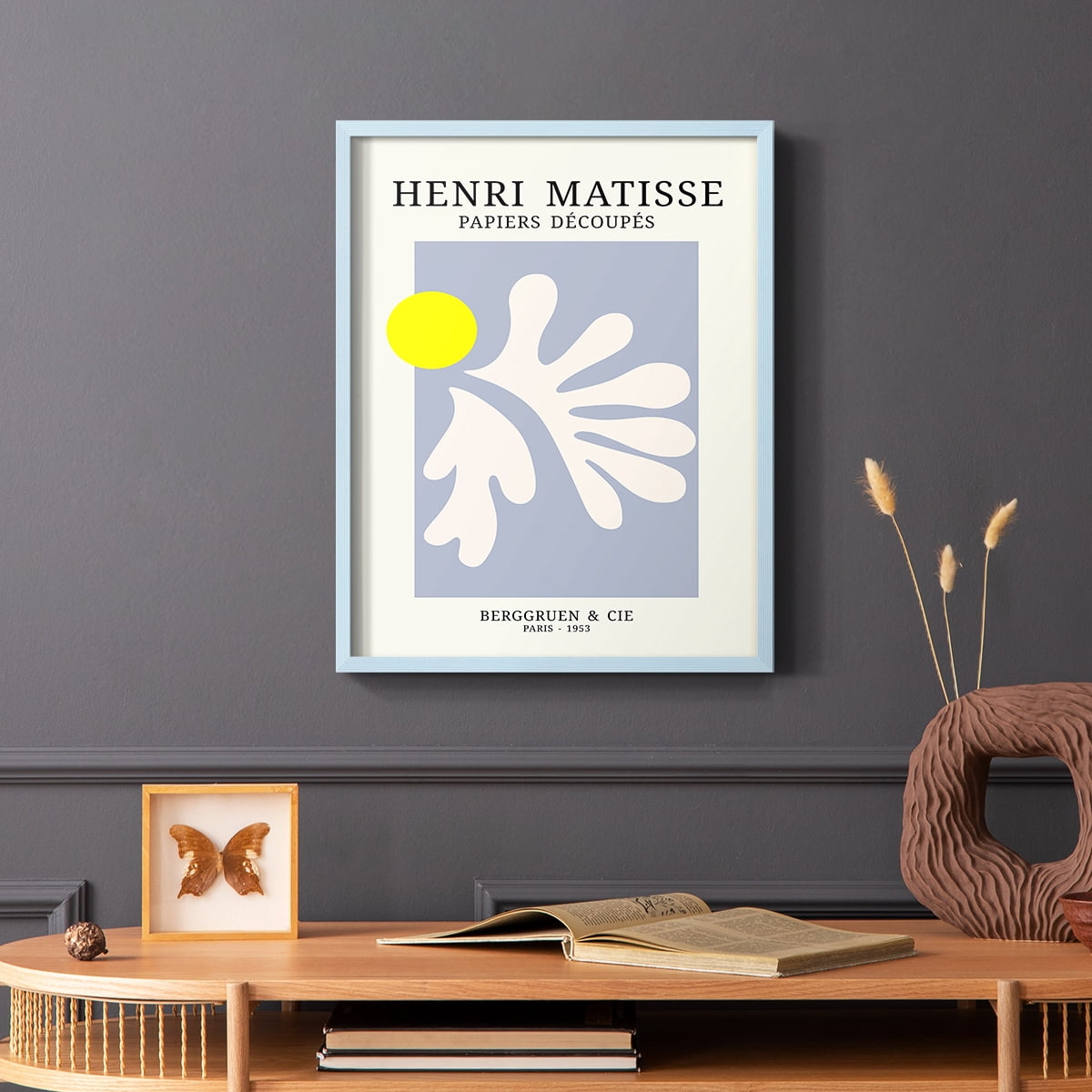 Matisse CDVIII in Blue Solid Wood Framed Print No Nail Hanging