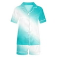 thumbnail image 4 of YWDJ Shorts Pajama Set for Women Lightweight Gradient Short Sleeve Button Down Shirts 2 Piece Shorts Loungewear L Sky Blue, 4 of 5
