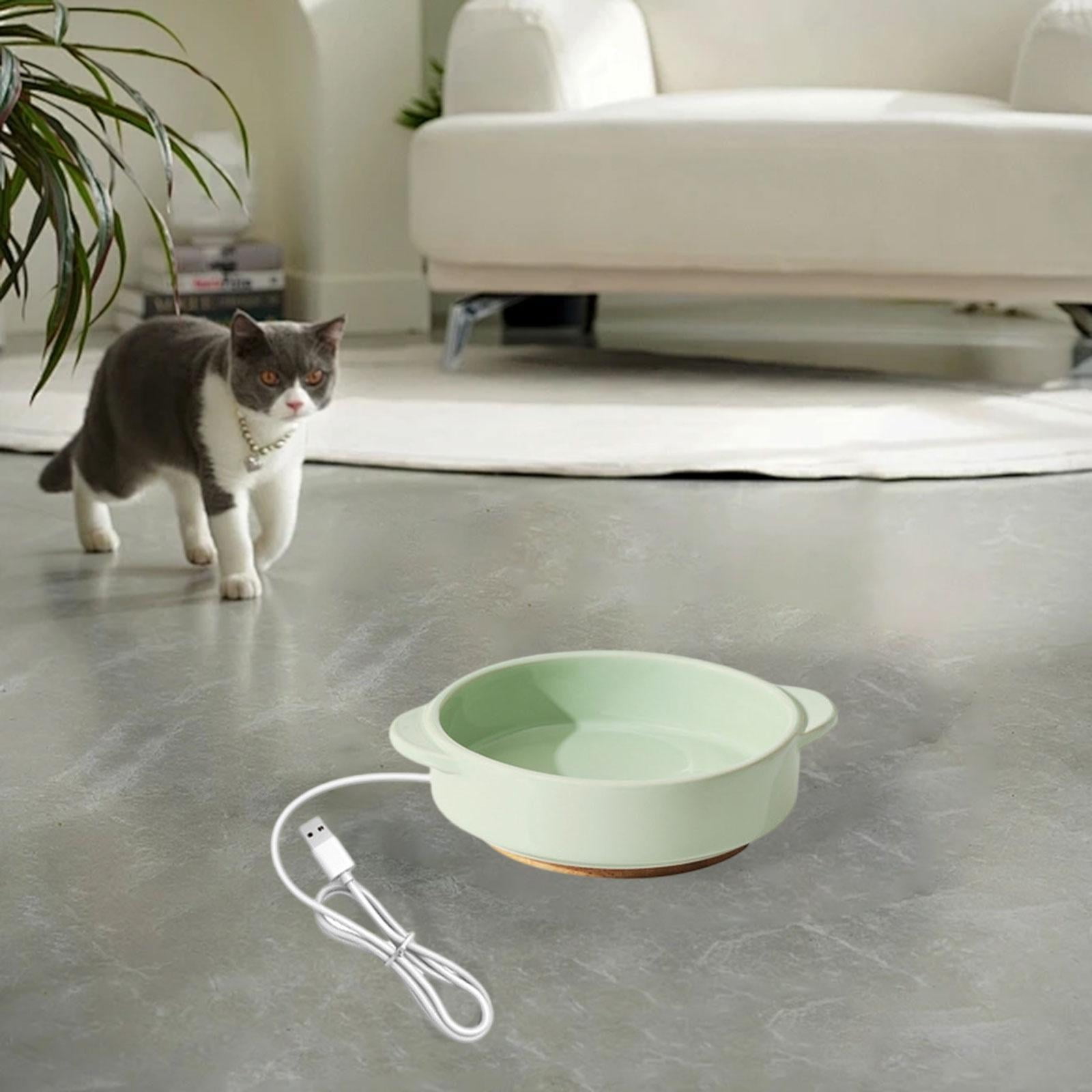 Serenable Pet Heated Bowl Elevated Cat Dog Feeding Bowl Ceramic Pet Water Bowl Thermostatic Warm Water Dish with Anti Slip Pads Suitable for Cats Small Dogs Out 4.5cm Height