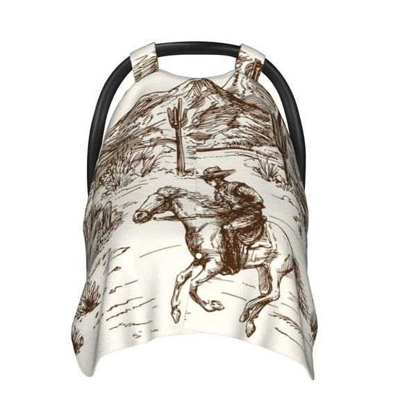 Car Seat Cover Baby - Western Desert Cowboys3 Breathable Infant Car Seat Cover for Baby Carseat, Lightweight Comfort Baby Essentials Must Haves Newborn Stuff for Girl Boy