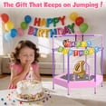 thumbnail image 2 of 60" Mini Trampoline for Kids with Safety Enclosure Net, SHINPT Indoor & Outdoor Trampoline with Adjustable Gymnastics Bars and Rust-Resistant Steel Frame, Small Trampoline for Boys & Girls, 2 of 9