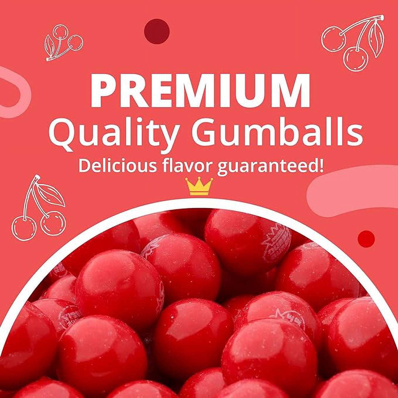 Gumballs for Gumball Machine - 1 Inch Large Gumballs - Cherry Flavored Bubble Gum Red Gumballs - 15 Lb Large Gumballs Bulk Box - 850 Pcs Gumball Machine Refills - Kids Gum - Gum Balls