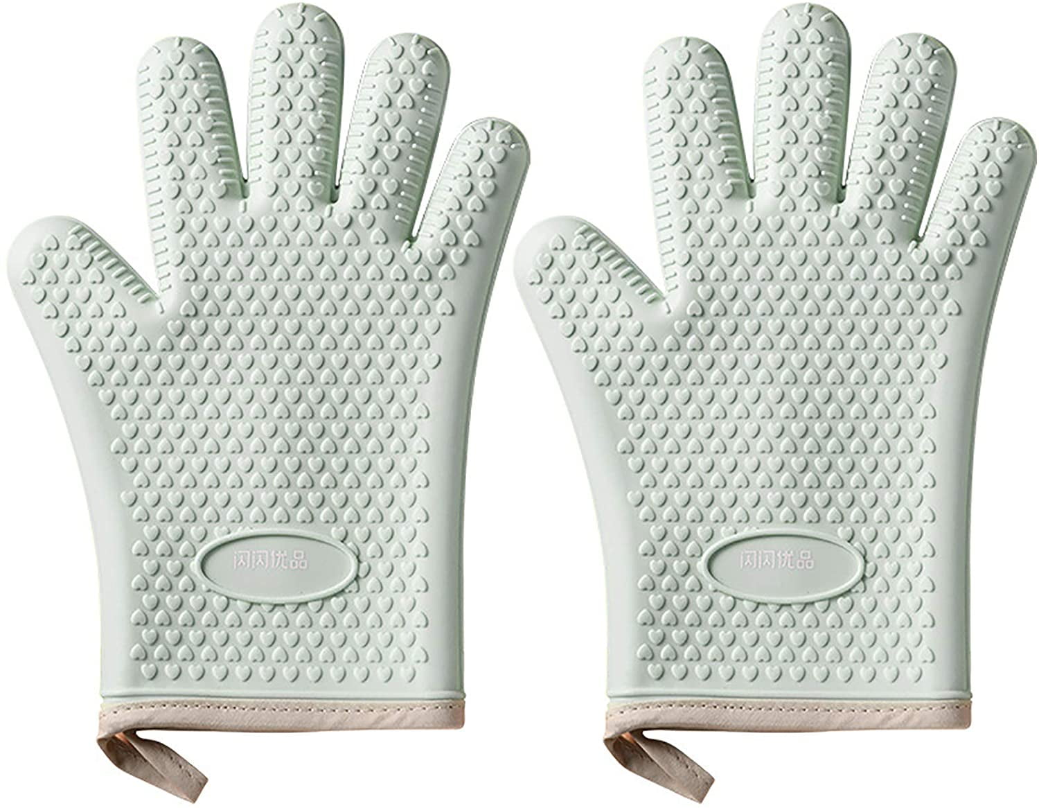 Wgthhk Silicone Oven Gloves, HeatResistant Oven Gloves, Green, with