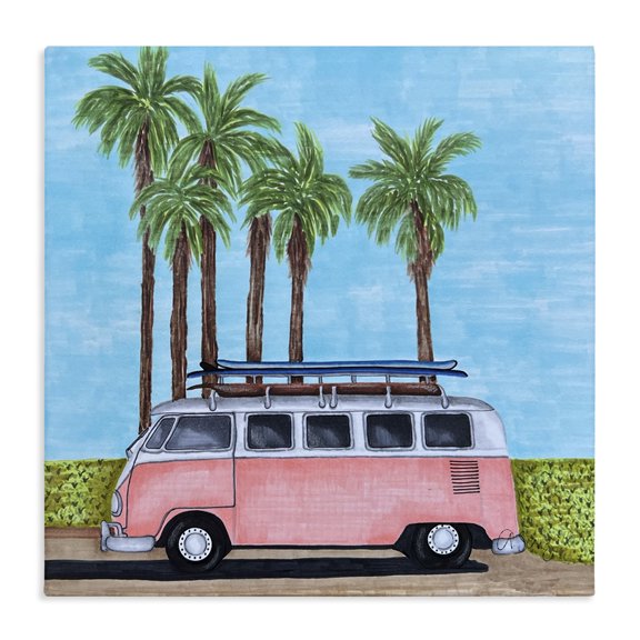 Stupell Industries Coastal Tropical Vacation Minibus Canvas Art, 17 x 17, by Ale Saiz Studio
