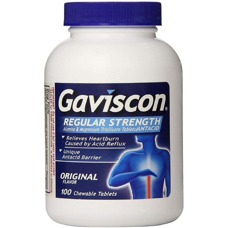 Gaviscon Regular Strength Chewable Antacid Tablets, Original Flavor 100 ea Pack of 2