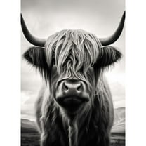 Black and White Highland Cattle 5D Diamond Art DIY Paint with Full Drill Round Diamond Gems Painting by Number Kits for Adults Art Craft Home Wall Decor 15.8x19.8in(1)