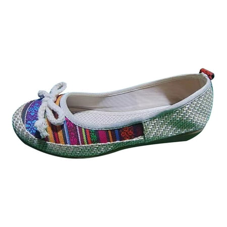 

Lovskoo 2024 Women s Wedge Shoes Closed Toe Plus Size Wedge Trendy Splicing Bow Slip-On Shoes Red
