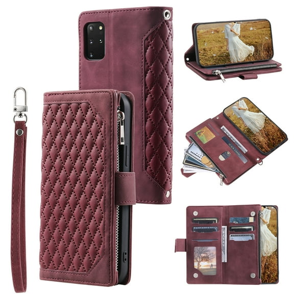 Galaxy Note 10 Wallet Case with Crossbody Strap,Galaxy Note 10 Case with Card Holder, Premium Faux Leather Magnetic Folio Kickstand Cover [Long/Short Strap]  For Samsung Galaxy Note 10,
Winered