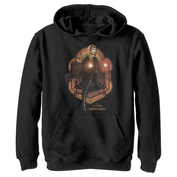 Boy's Marvel Doctor Strange in the Multiverse of Madness Scarlet Witch Pull Over Hoodie Black Medium