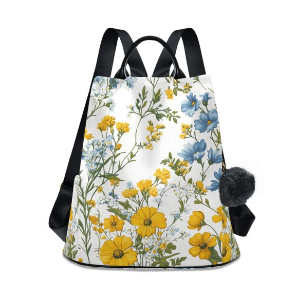 FORMRS Women's Travel Backpack Purse Anti-Theft Hidden Pockets Casual Shoulder Bag, Yellow Floral