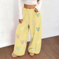 thumbnail image 2 of Womens Sweatpants Plush Flannel Fuzzy Heart Print Elastic Lounge Wide Leg Sweatpants Women Dark Blue Xl, 2 of 8