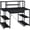 Black, variant on Recording Studio Desk with Hutch and Shelves, 47.5 inch Black Office Desk for Home Office, Wood and Metal Writing Desk with Drawer
