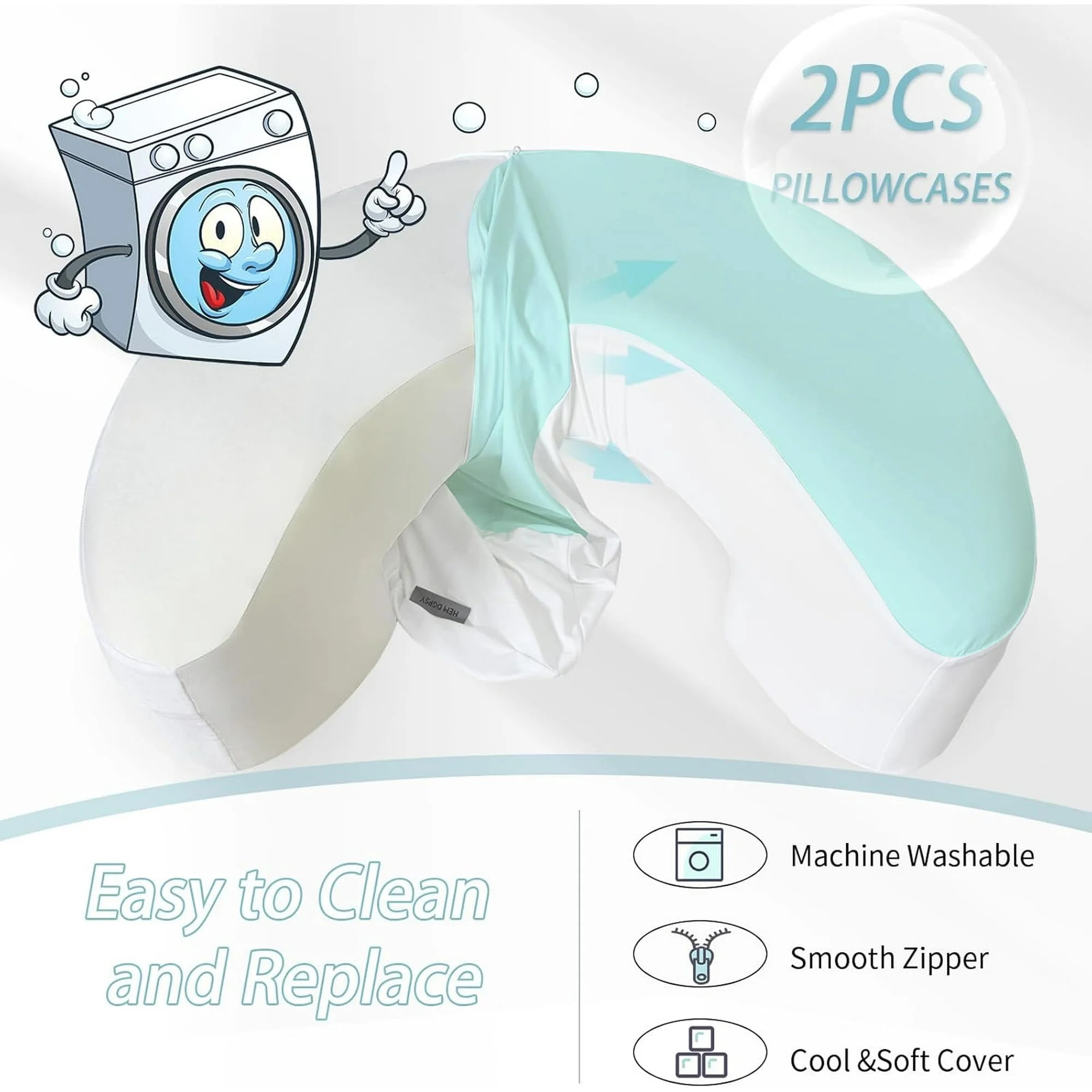 COOKCOK Side Sleeper Pillow with Arm Hole, 2PCS Pillowcase, Ergonomic Cooling Arm Pillow for Adults, Cervical, Neck, Shoulder, Rotator& Cuff, Ideal for Side Sleepers-Blue