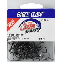 Lazer Sharp L1BUH-4 Short Shank Octopus Hook, Black, Size 4, 57 Pack
